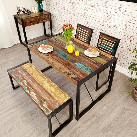 London Urban Chic Wooden Medium Dining Table With Steel Base_3