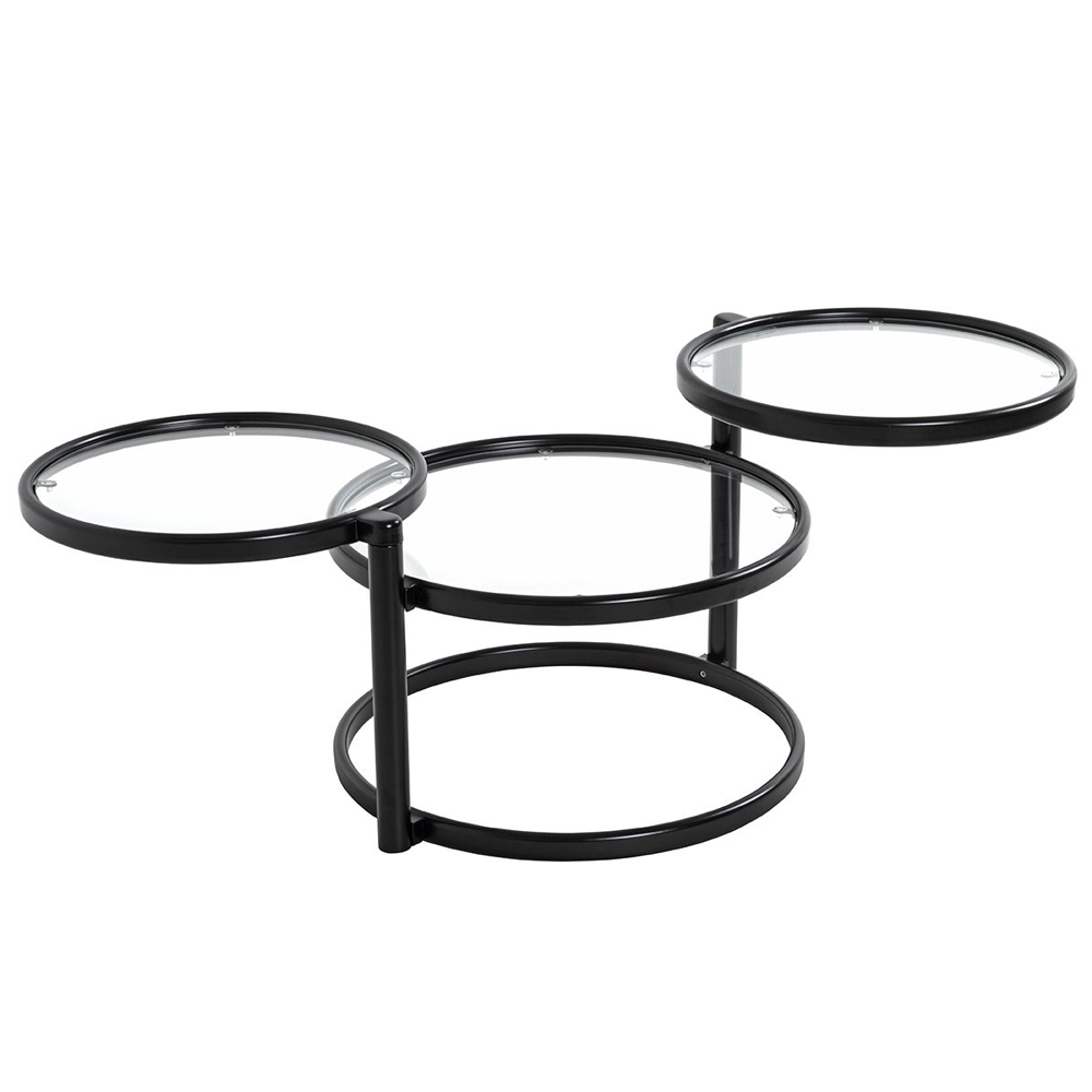 Londonderry Clear Glass Coffee Table With Black Metal Frame