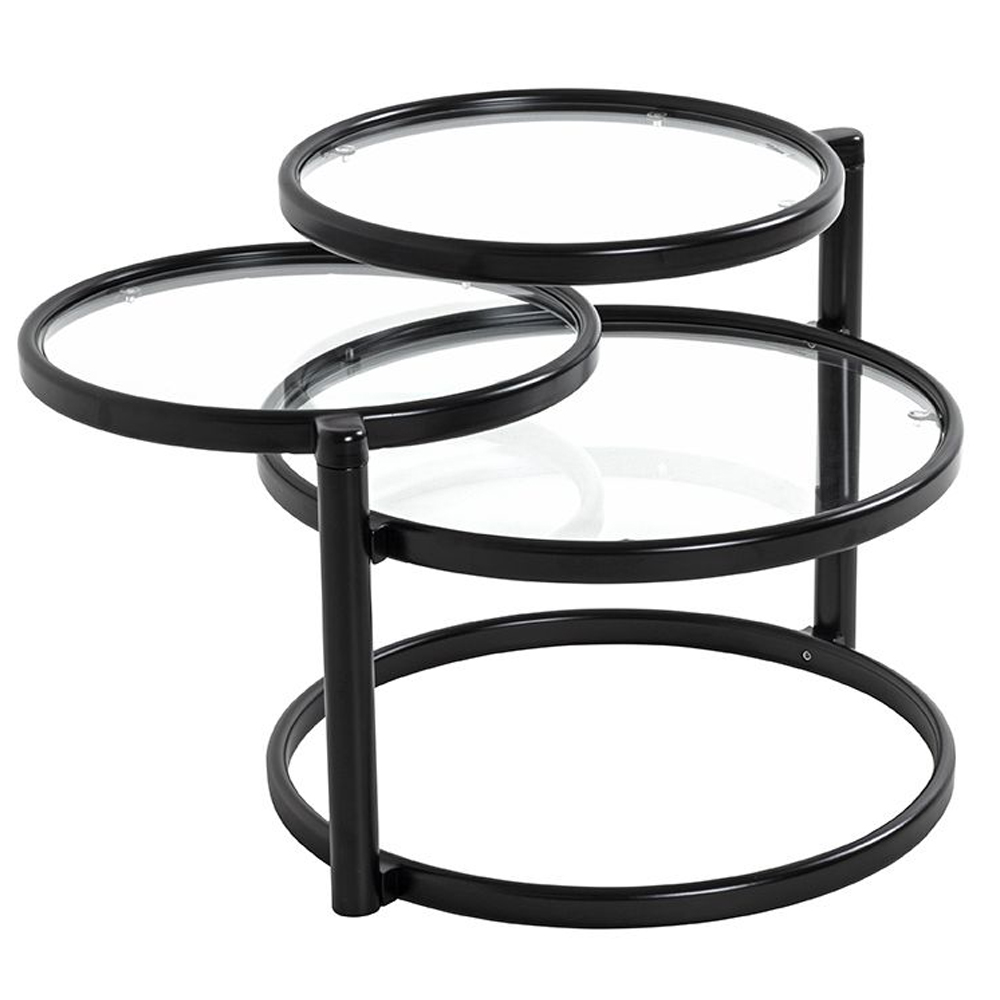 Londonderry Clear Glass Coffee Table With Black Metal Frame