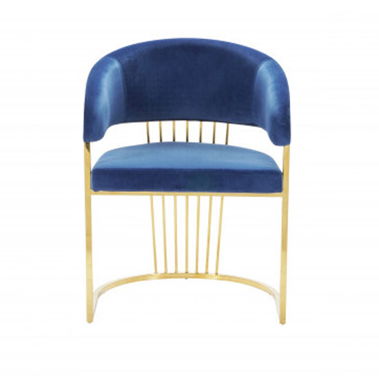 Longi Blue Velvet Dining Chair In Pair With Gold Legs Furniture in