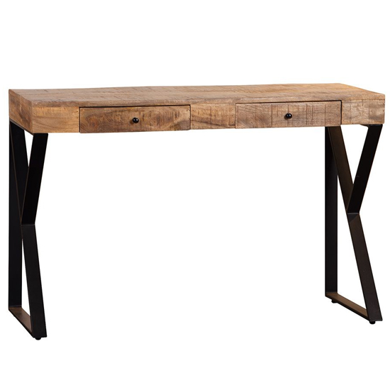 Longo Wooden Console Table With Metal Legs In Natural