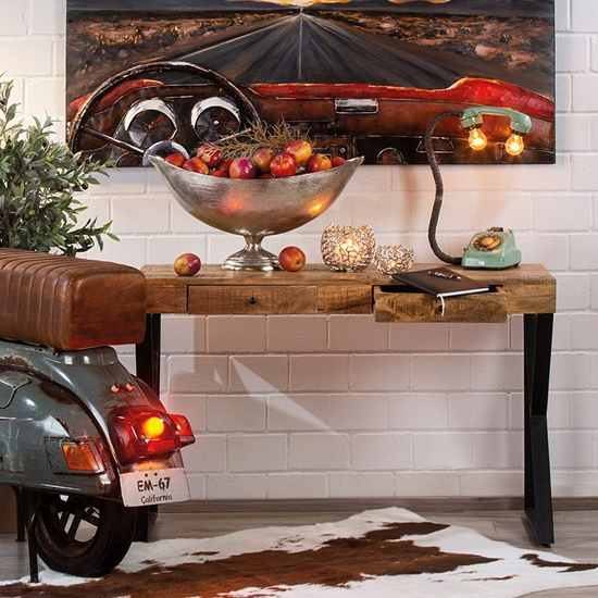 Read more about Longo wooden console table with metal legs in natural