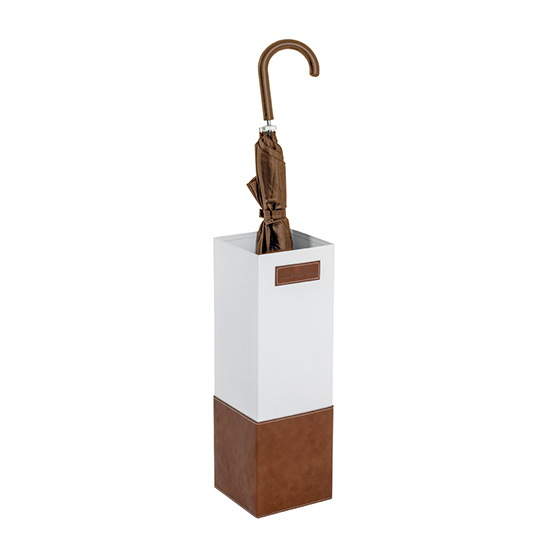 Read more about Longview metal umbrella stand in white and brown