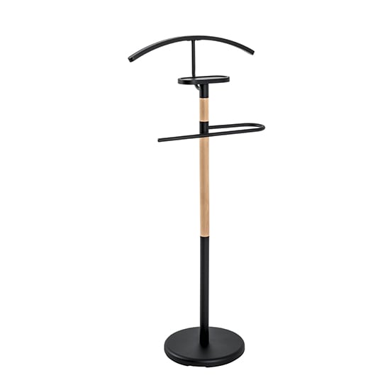 Photo of Longview metal valet stand in black and beech