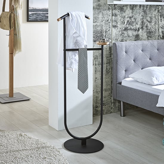 Product photograph of Longview Metal Valet Stand In Black from Furniture in Fashion