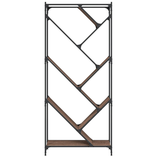 Looe Wooden Bookcase With Metal Frame In Brown Oak