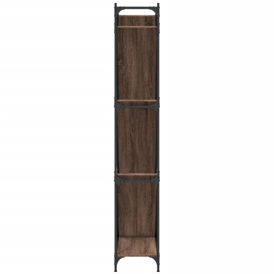 Looe Wooden Bookcase With Metal Frame In Brown Oak
