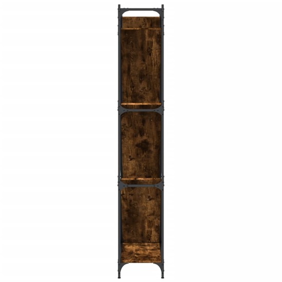 Looe Wooden Bookcase With Metal Frame In Smoked Oak