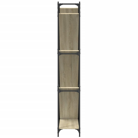 Looe Wooden Bookcase With Metal Frame In Sonoma Oak