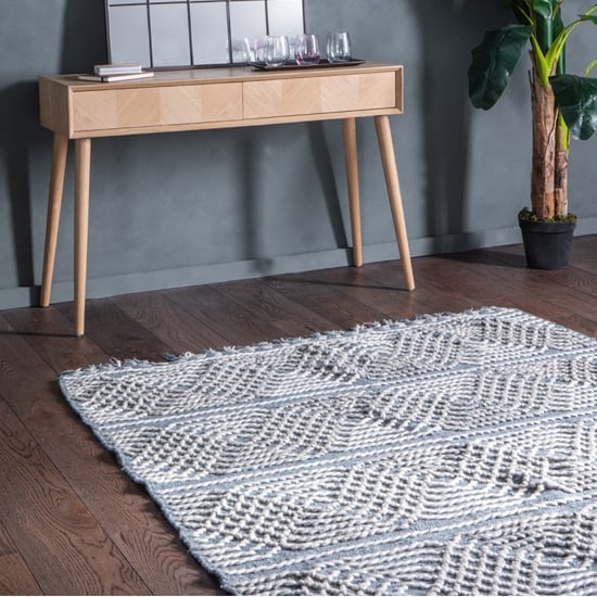 Lopaco Polyster And Wool Fabric Rug In Denim