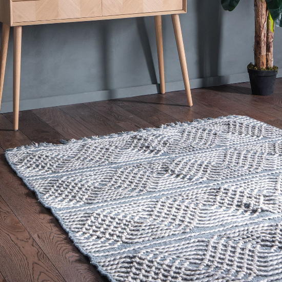 Read more about Lopaco rectangular fabric rug in blue