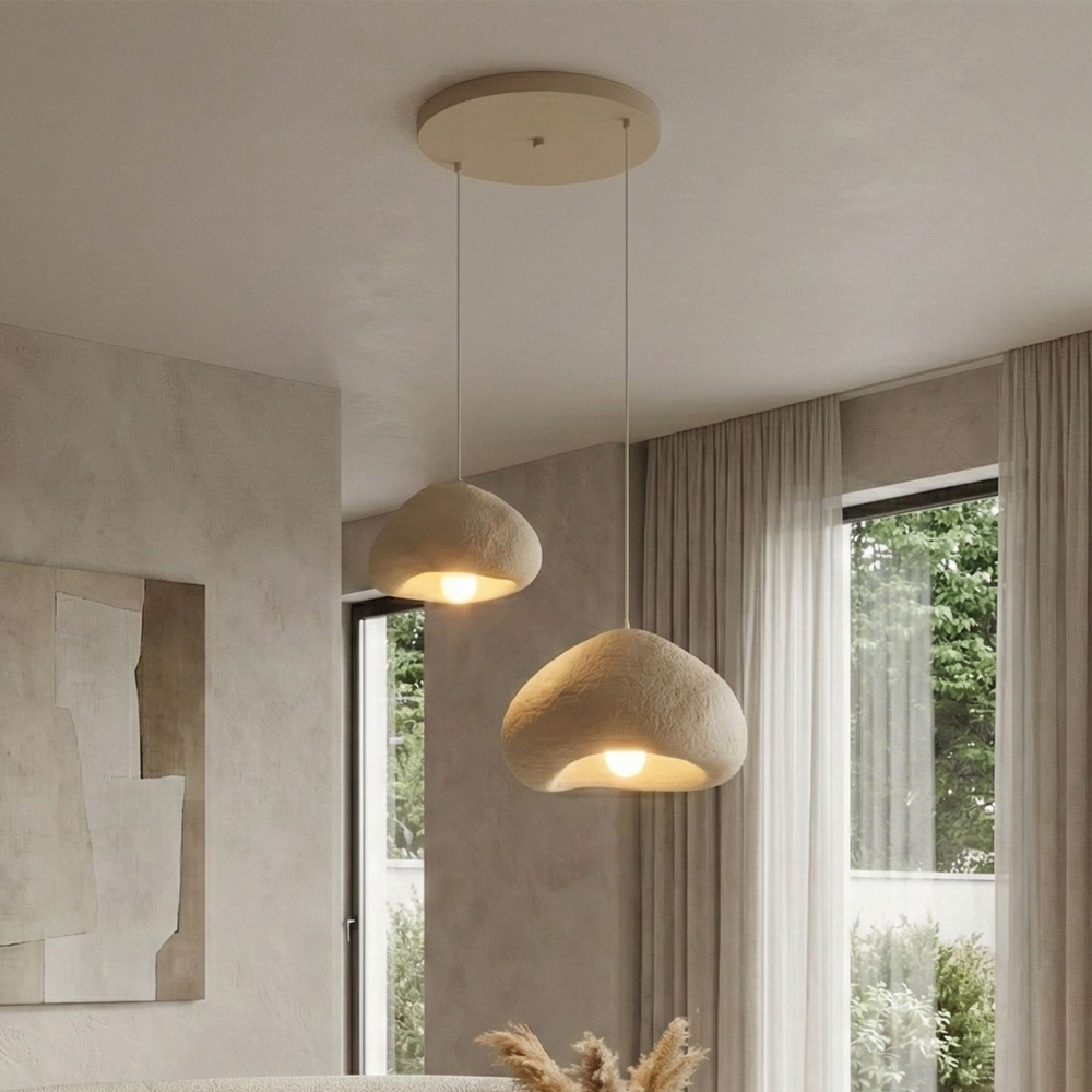 Lora 2 Light Metal Ceiling Chandelier Light in Beige