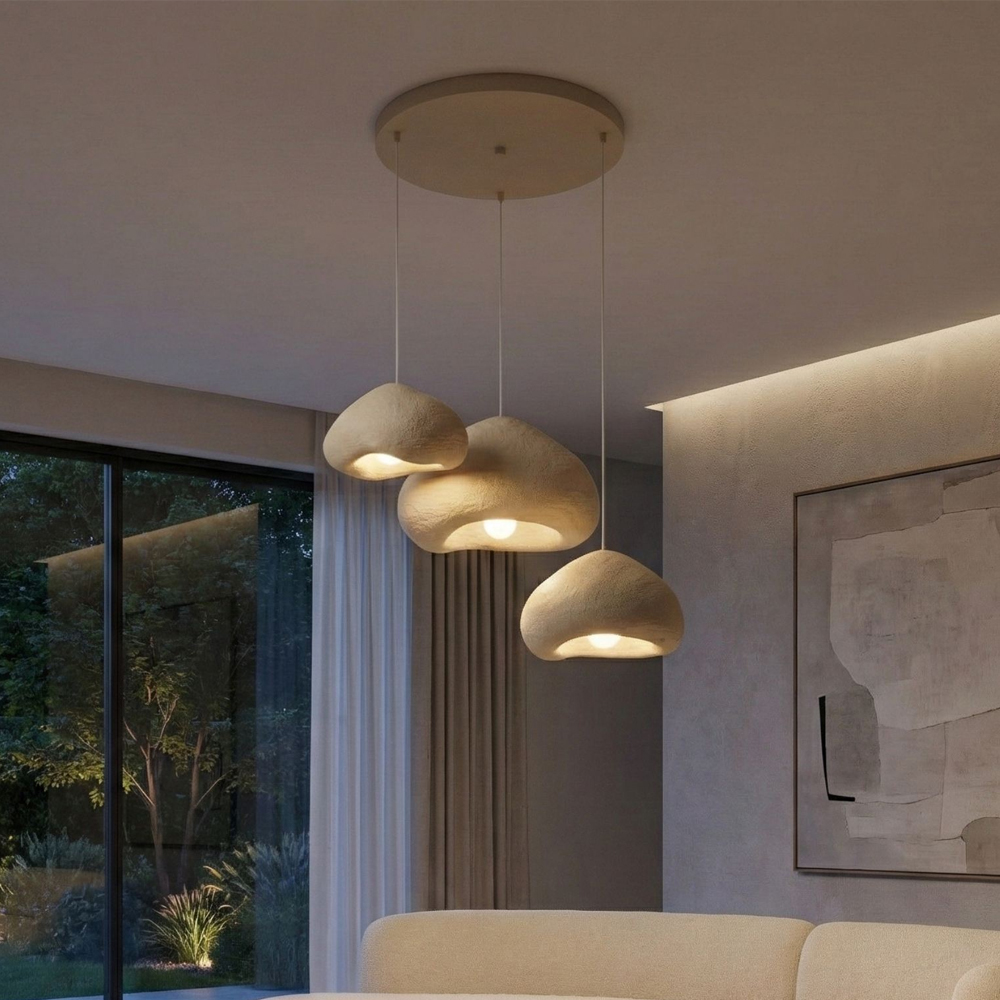 Lora 3 Light Metal Ceiling Chandelier Light in Beige