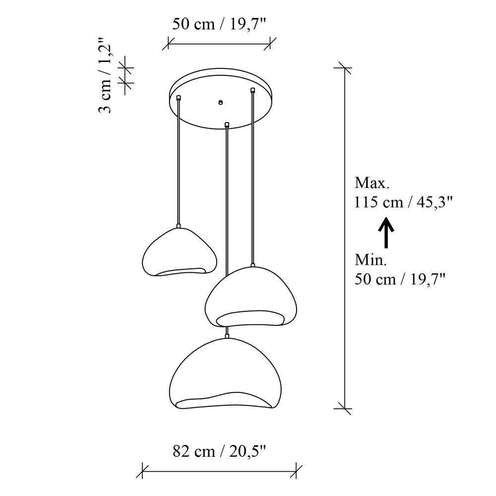Lora 3 Light Metal Ceiling Chandelier Light in Beige