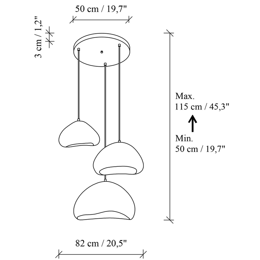 Lora 3 Light Metal Ceiling Pendant Light in White