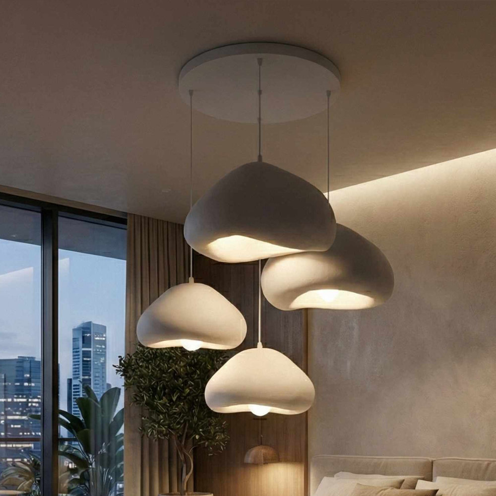 Lora 4 Light Metal Drop Ceiling Chandelier Light in White