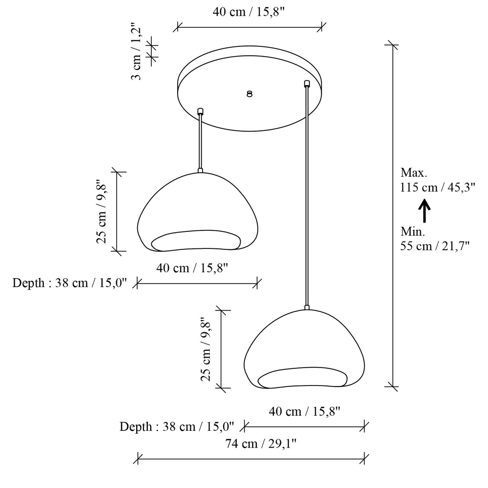 Lora Medium 2 Light Metal Ceiling Pendant Light in White