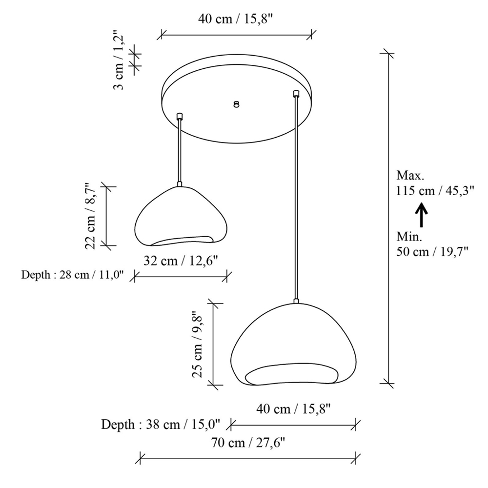 Lora Small 2 Light Metal Ceiling Pendant Light in White