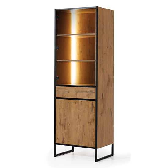 Lorain Display Cabinet Tall 2 Doors In Lancelot Oak With LED