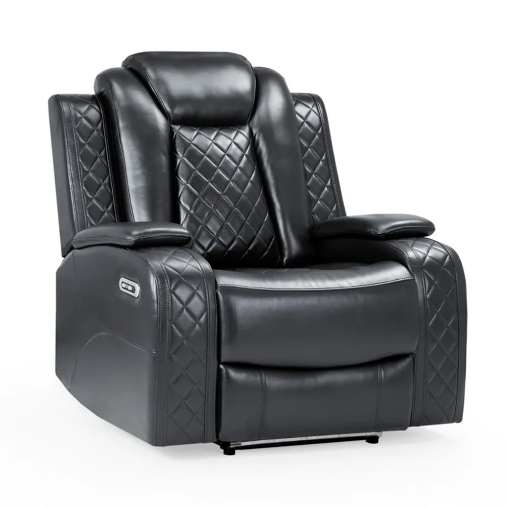 Read more about Lorain leather recliner 1 seater sofa in black