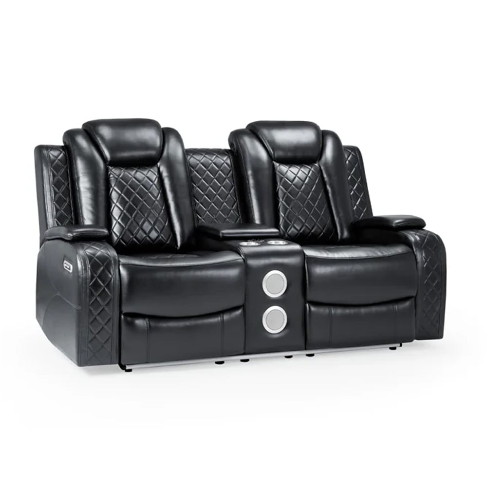 Read more about Lorain leather recliner 2 seater sofa in black