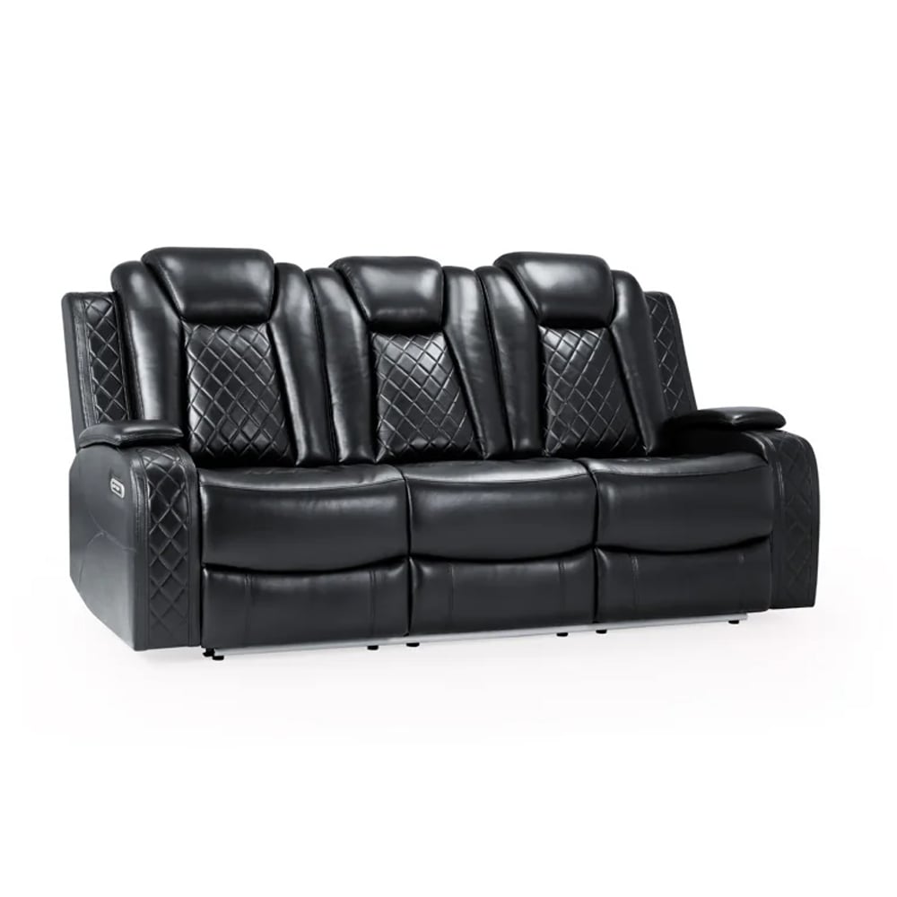 Read more about Lorain leather recliner 3 seater sofa in black