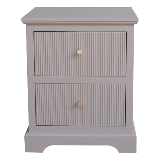Photo of Lorain pine wood bedside cabinet with 2 drawers in summer grey
