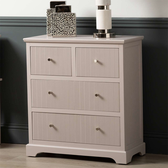 Lorain Pine Wood Chest Of 4 Drawers In Summer Grey thumbnail