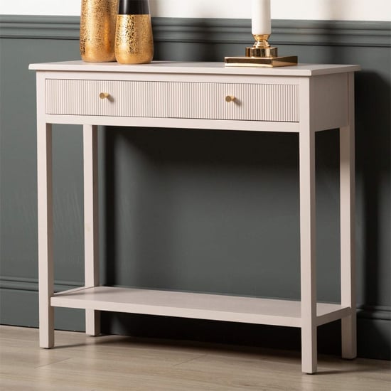 Photo of Lorain pine wood console table with 2 drawers in summer grey