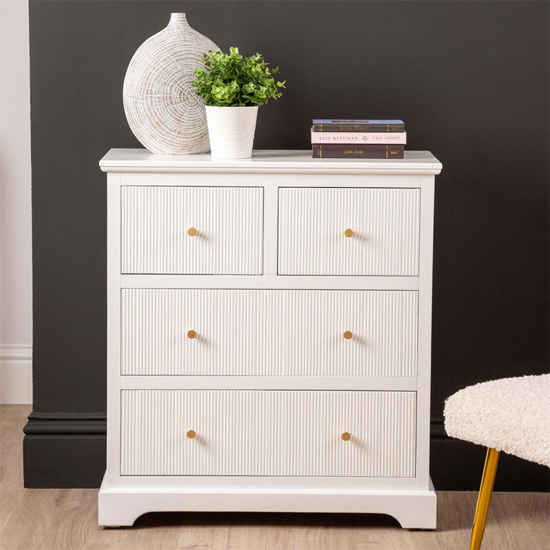 Lorain Wooden Chest Of 4 Drawers In Frosty White