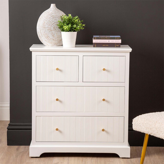 Lorain Wooden Chest Of 4 Drawers In Frosty White thumbnail