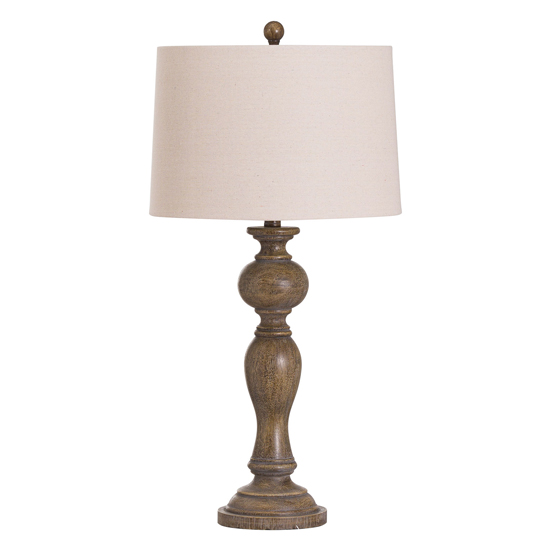 Lorca Wooden Table Lamp In Brown With Natural Shade