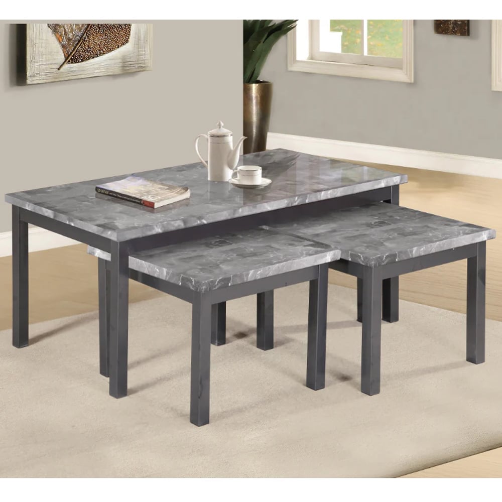 Read more about Lore gloss nesting coffee tables in grey marble effect