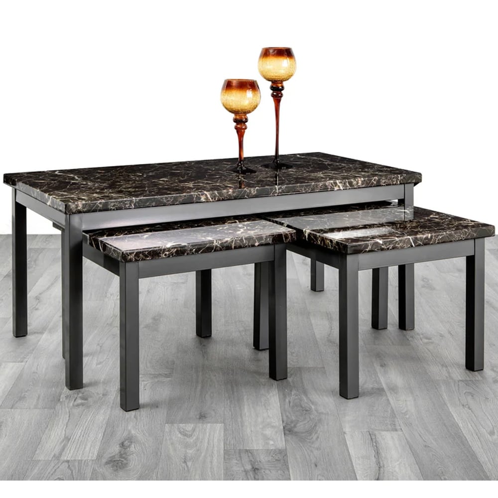 Read more about Lore gloss nesting coffee tables in wenge marble effect