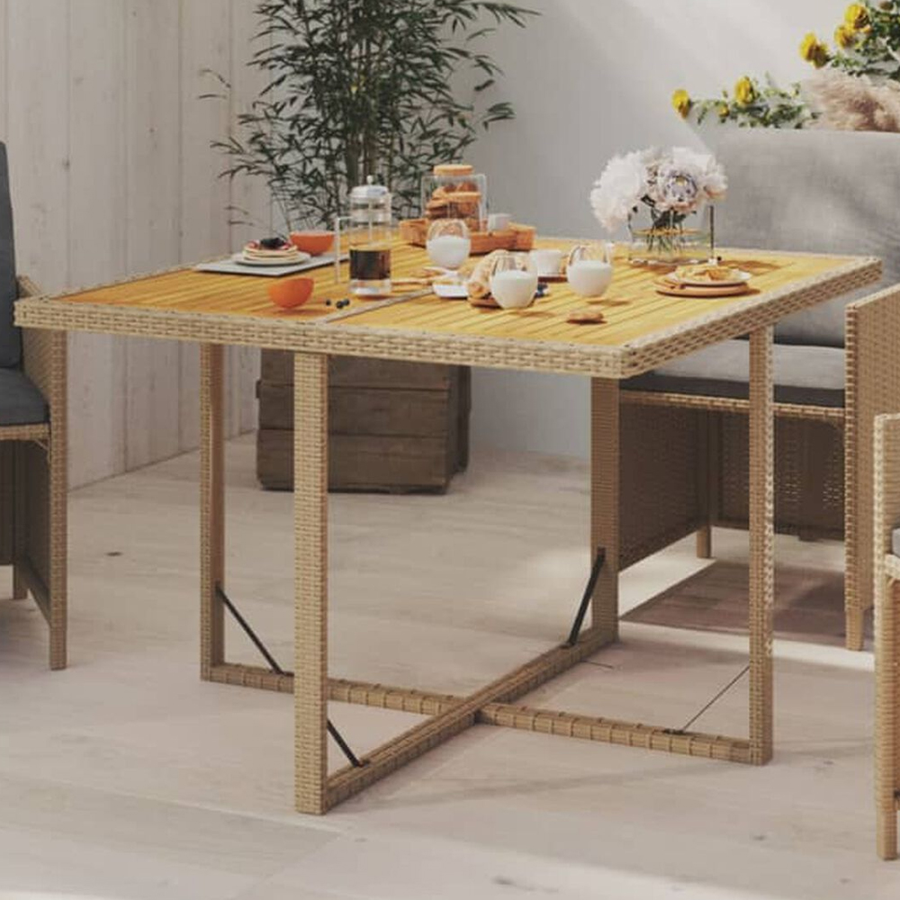 Lorento Garden Wood Grain Dining Table in Beige