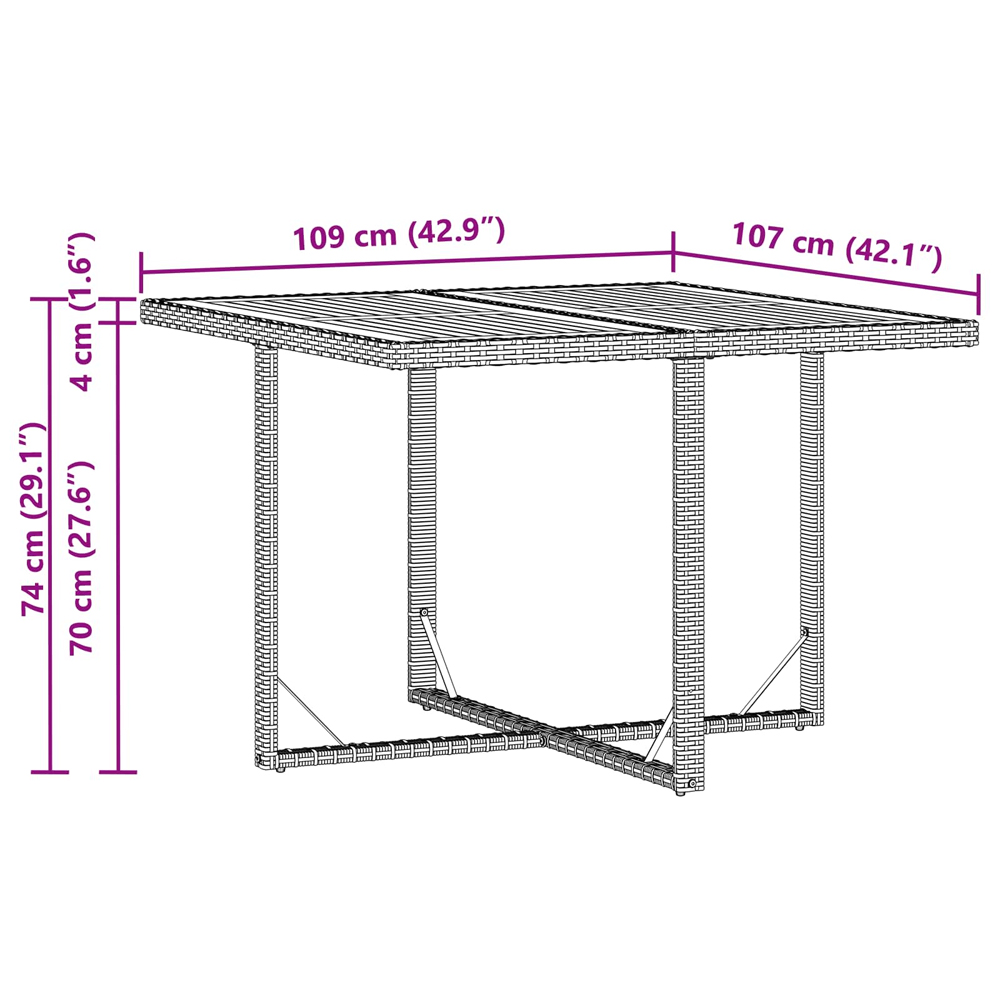 Lorento Garden Wood Grain Dining Table in Grey