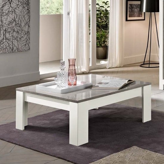 Lorenz Coffee Table Square In Marble And White High Gloss
