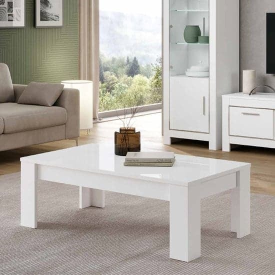 Product photograph of Lorenz Coffee Table Rectangular In White High Gloss from Furniture in Fashion