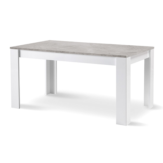 Photo of Lorenz dining table in gloss white and grey marble effect