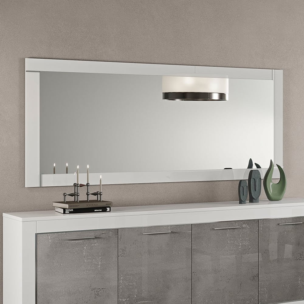 Read more about Lorenz large bedroom wall mirror in high gloss white frame