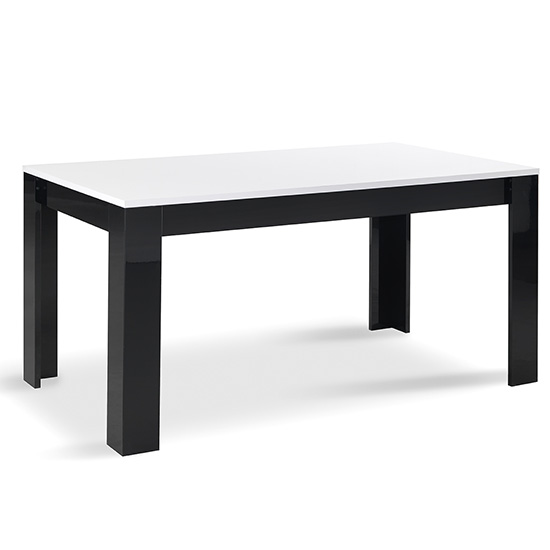 Lorenz Large Wooden Dining Table In Black And White Gloss Furniture