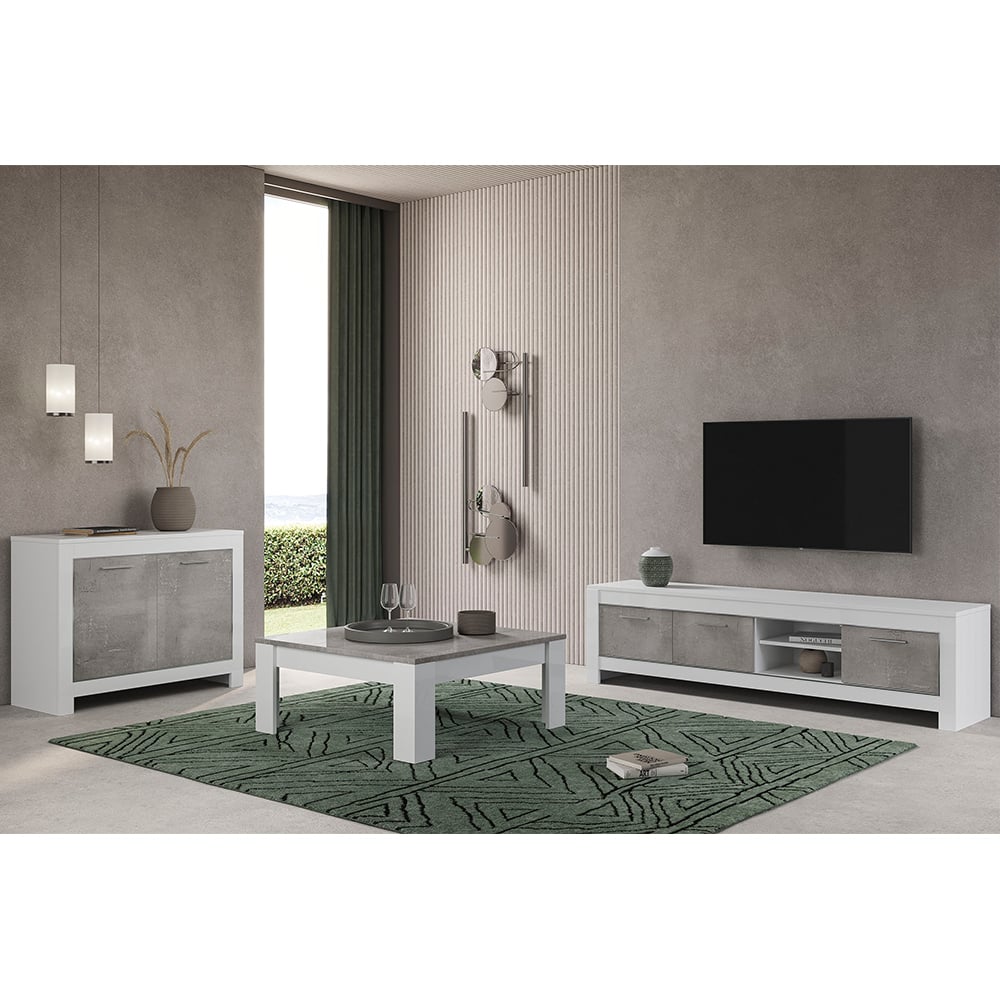 Read more about Lorenz living room set with sideboard in grey effect and white