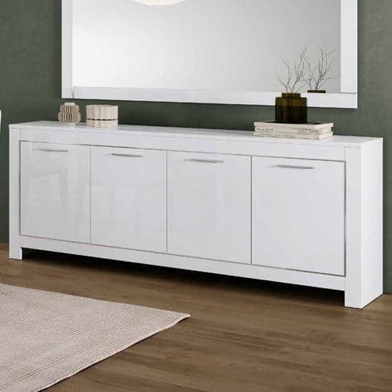 Product photograph of Lorenz Modern Sideboard In White High Gloss With 4 Doors from Furniture in Fashion