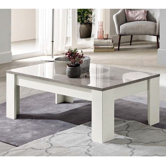 Read more about Lorenz coffee table rectangular in marble and white high gloss