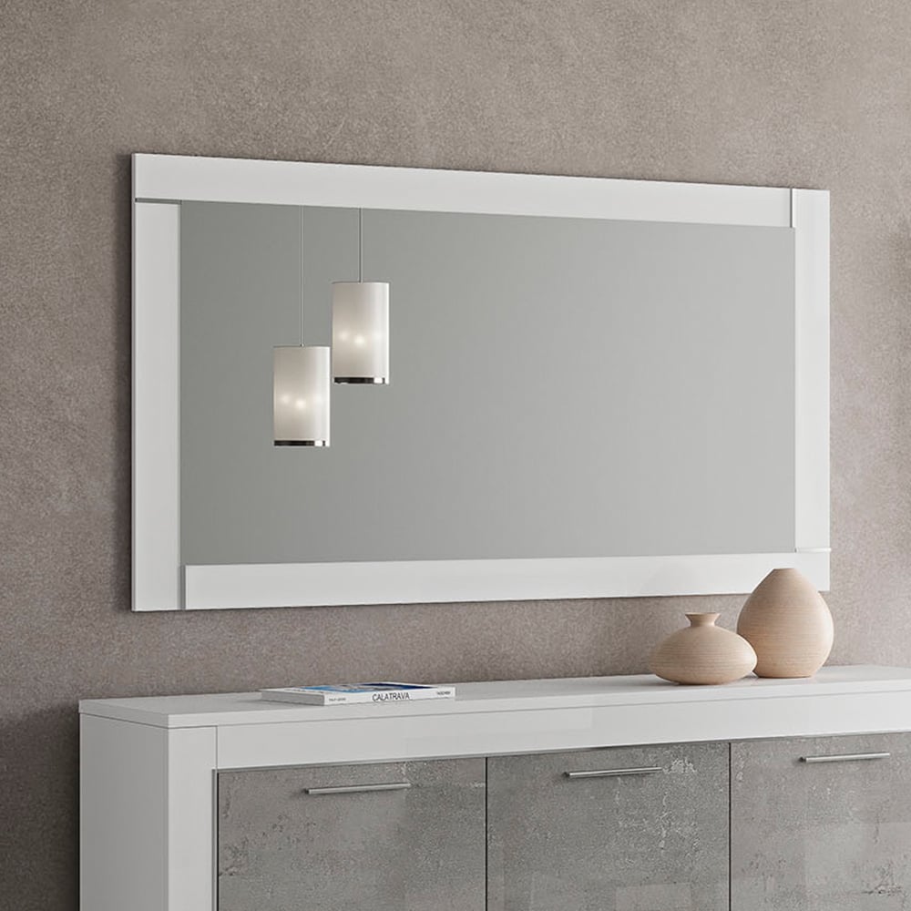 Read more about Lorenz small bedroom wall mirror in high gloss white frame