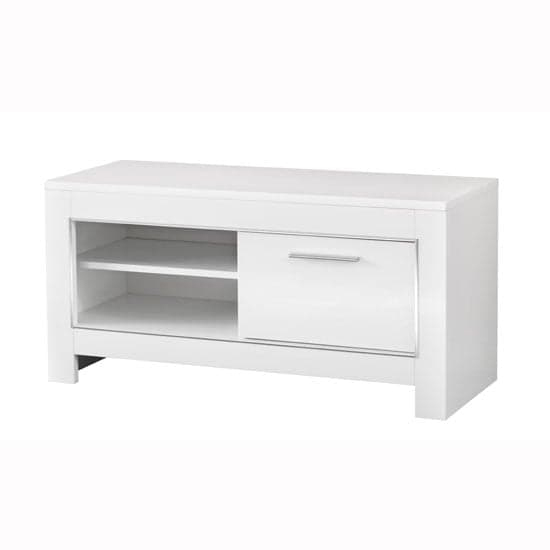 Lorenz Small TV Stand In White High Gloss With 1 Door