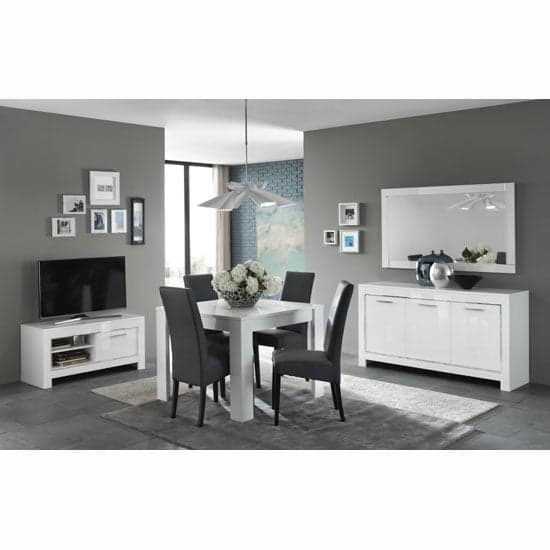 Lorenz Small TV Stand In White High Gloss With 1 Door
