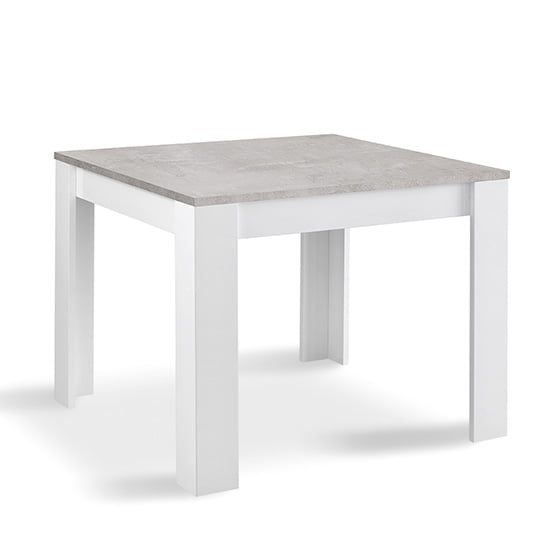 Photo of Lorenz square dining table in gloss white and grey marble effect