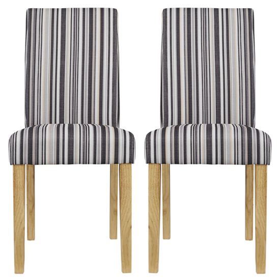 Lorenz Striped Fabric Dining Chairs In Pair Furniture in Fashion