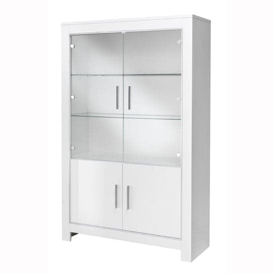 Lorenz High Gloss Display Cabinet 2 Doors In White And LED